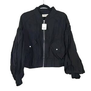 Free People On Pointe Bomber Jacket Lightweight Puff Balloon Sleeve Medium $168